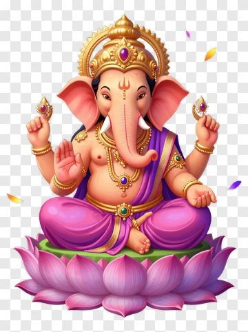 Ganesha Sitting On Lotus PNG