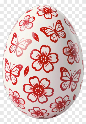 Red And White Patterned Egg PNG