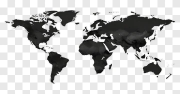 World Map In Black And White PNG