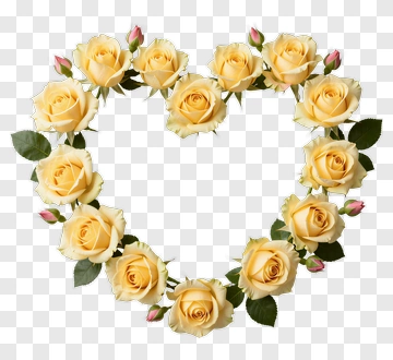 Yellow Roses Arranged In Heart Shape PNG