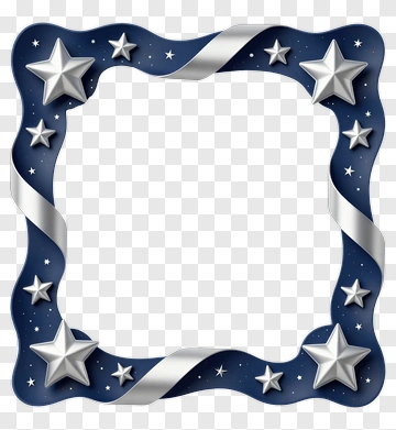 Star Frame With Silver Ribbon PNG
