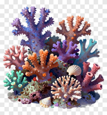 Colorful Coral And Seashell Scene PNG