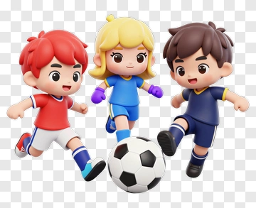 Children Playing Soccer PNG