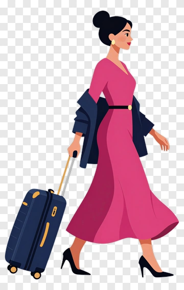 Woman Traveler With Suitcase PNG