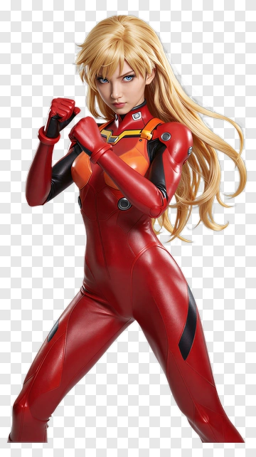 Asuka Langley Soryu In Combat Stance PNG
