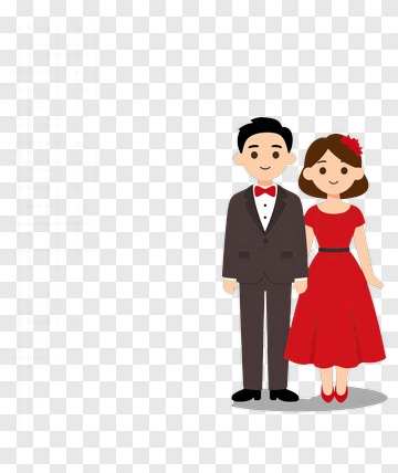 Cartoon Couple In Formal Attire PNG