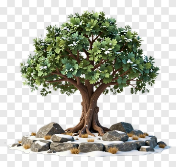 Winter Tree With Snowy Rocks PNG