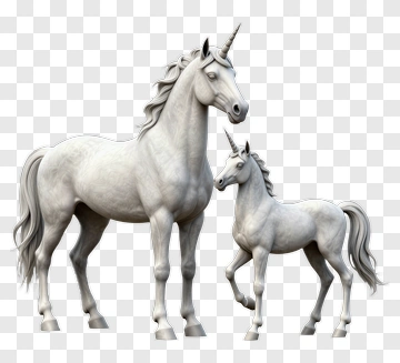 Adult And Foal Unicorn PNG