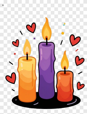 Three Candles With Hearts PNG