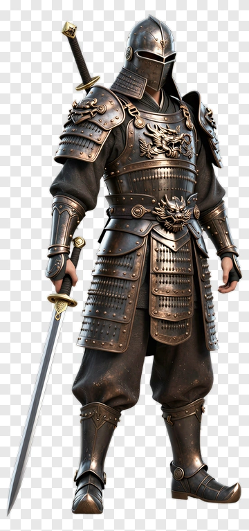 Knight In Full Armor Holding Sword PNG
