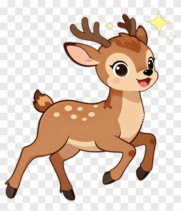 Cute Running Fawn With Sparkles PNG