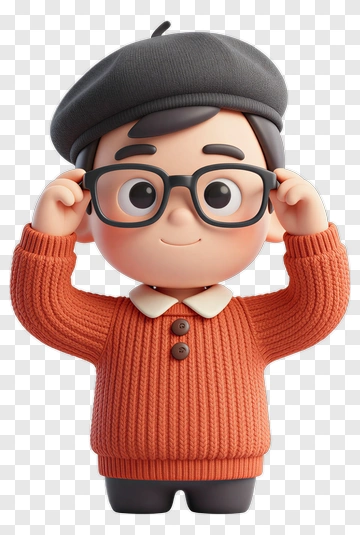 Cartoon Child Wearing Glasses And Beret PNG