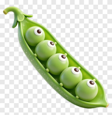Cartoon Pea Pod With Eyes PNG