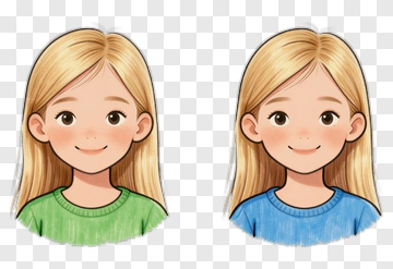 Happy Girl In Green And Blue Sweater PNG
