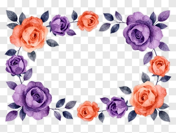 Watercolor Rose Frame PNG