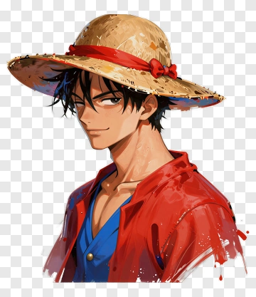 Luffy In Straw Hat And Red Jacket PNG