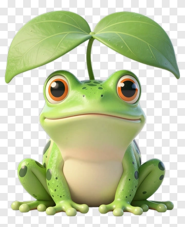 Cute Frog With Leaf Hat PNG