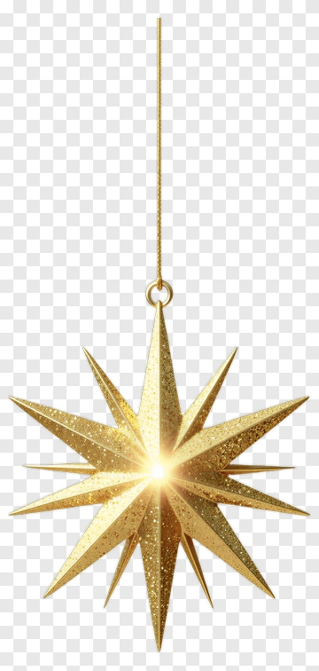 Golden Star Ornament Hanging PNG