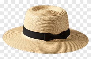 Straw Hat With Black Bow PNG