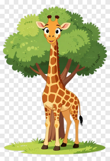 Cute Giraffe Standing Under Tree PNG