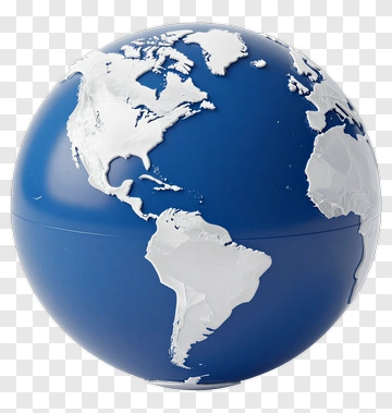 Blue Globe With White Continents PNG