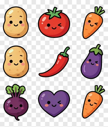 Cartoon Vegetables With Expressions PNG