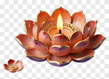 Lotus Candle With Gold Accents PNG