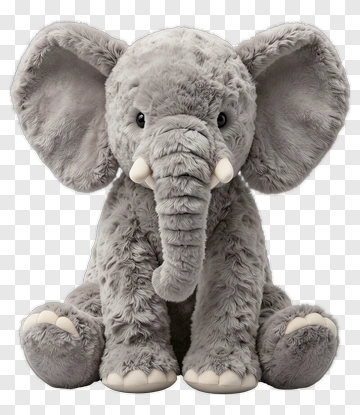 Gray Stuffed Elephant Toy PNG