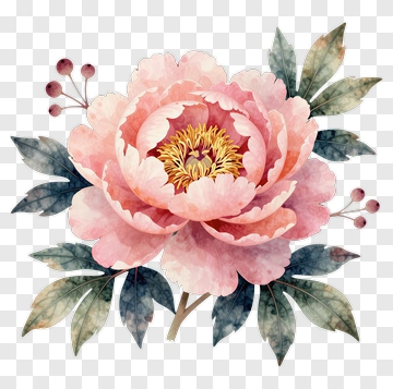 Pink Peony In Watercolor PNG