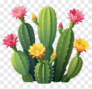 Cactus With Blooming Flowers PNG