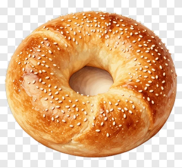 Golden Bagel With Sesame Seeds PNG
