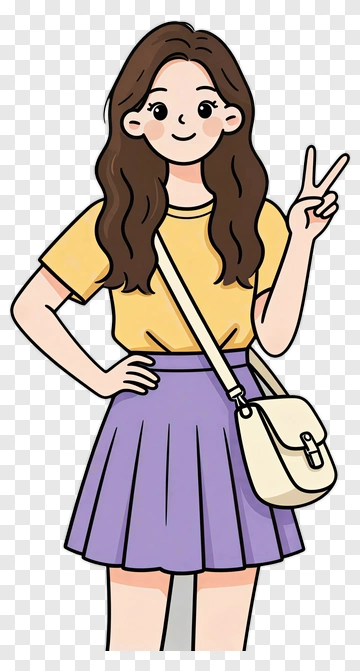 Cartoon Girl In Yellow And Purple Outfit PNG