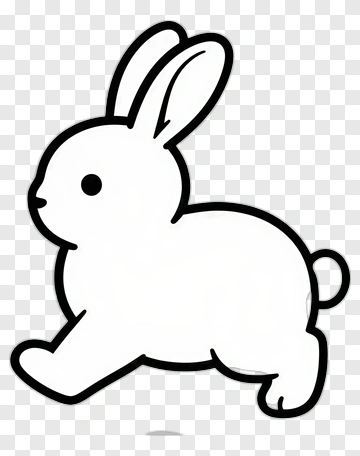 White Rabbit In Simple Outline PNG