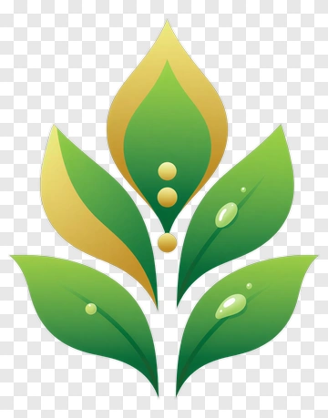 Green Leaf Symbol With Water Droplets PNG