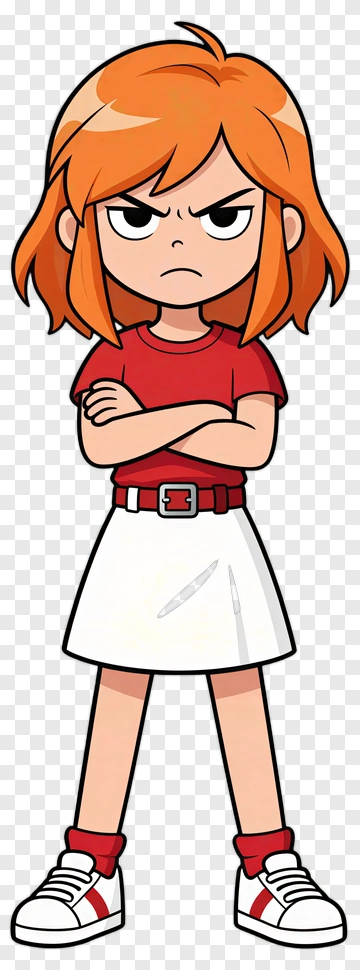Angry Girl Cartoon Character PNG