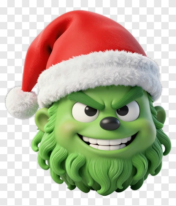Grinch Wearing Santa Hat PNG