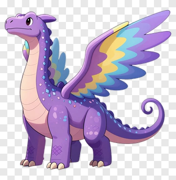 Purple Dragon With Rainbow Wings PNG