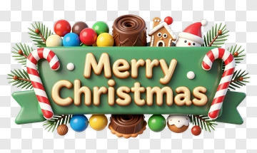 Merry Christmas 3D Holiday Banner PNG