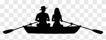 Couple In Canoe Silhouette PNG