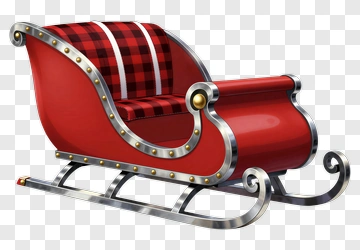 Santa Sleigh With Plaid Cushion PNG