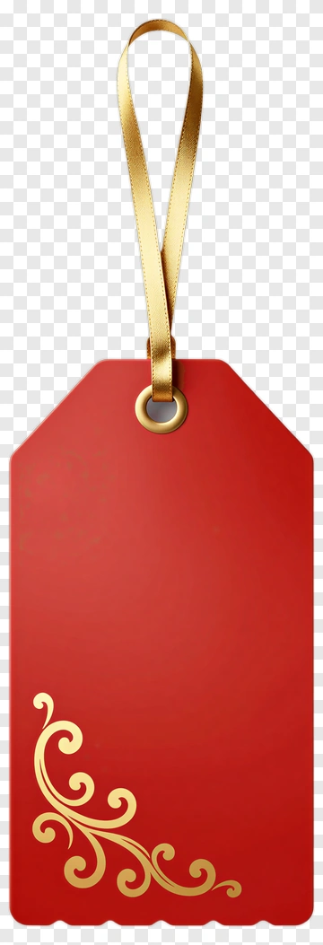Red Gift Tag With Gold Accents PNG