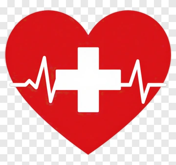 Red Heart With White Cross And ECG Line PNG