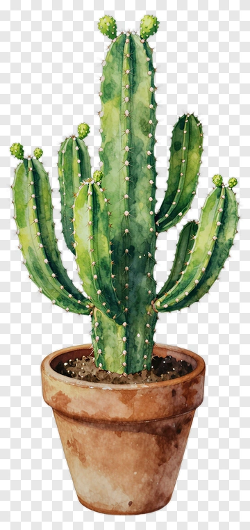 Watercolor Cactus In Pot PNG