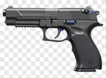 Black Pistol With Blue Accents PNG