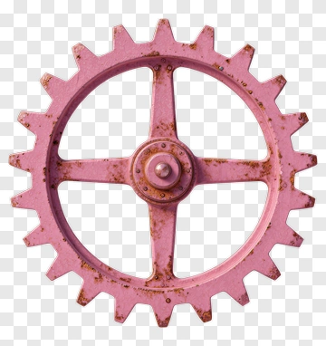 Pink Gear With Rust PNG