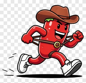 Running Chili Pepper Cowboy PNG