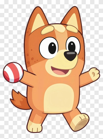 Bluey The Dog Holding A Striped Ball PNG