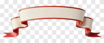 Red And White Ribbon With Gold Trim PNG