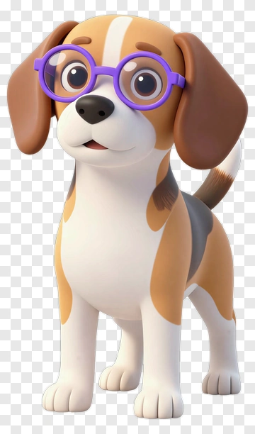 Beagle Puppy Wearing Purple Glasses PNG