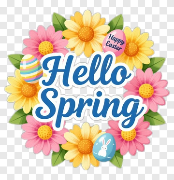Hello Spring Easter Wreath PNG